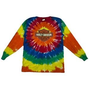Vintage HARLEY-DAVIDSON T-Shirt Tie Dye Long Sleeve 1999 USA Youth 18-20 XXL